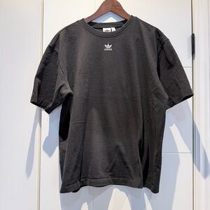 adidas Black Trefoil Chest Logo Oversized Short Sleeve Tee